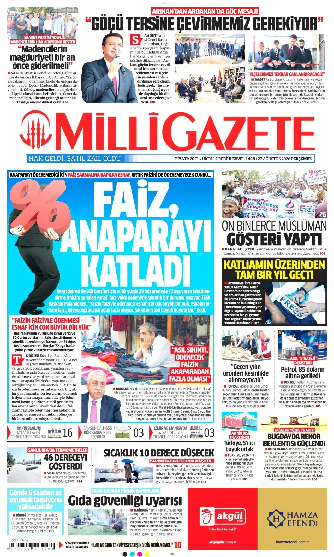 Milli Gazete - 27 Ağustos 2026 günün manşeti