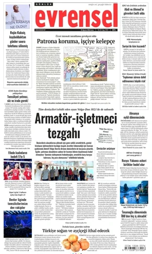 Evrensel Gazetesi 28 Ağustos 2026 günün manşeti