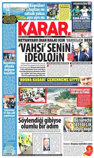 Karar Gazetesi 28 Ağustos 2026 günün manşeti