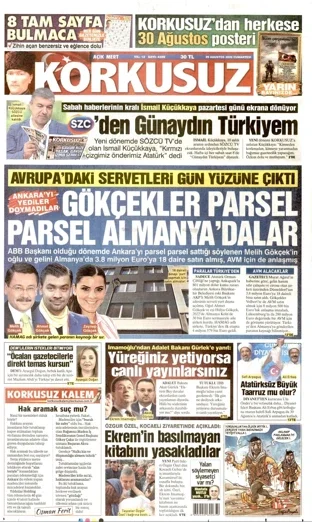 Korkusuz Gazetesi 29 Ağustos 2026 günün manşeti