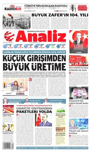 Analiz Gazetesi 30 Ağustos 2026 günün manşeti