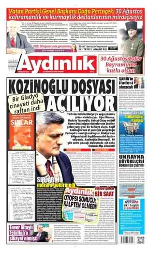 Aydınlık Gazetesi 30 Ağustos 2026 günün manşeti