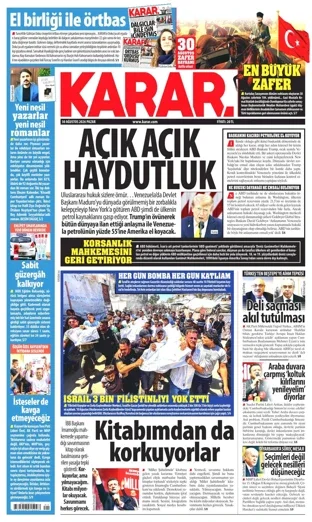 Karar Gazetesi 30 Ağustos 2026 günün manşeti