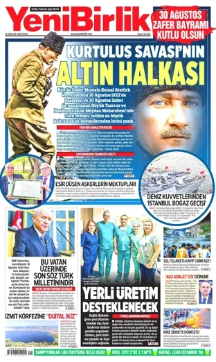 Yeni Birlik Gazetesi 30 Ağustos 2026 günün manşeti