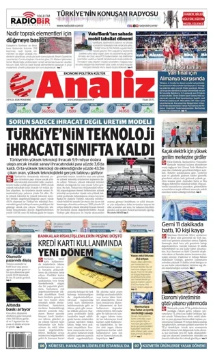 Analiz Gazetesi 3 Eylül 2026 günün manşeti