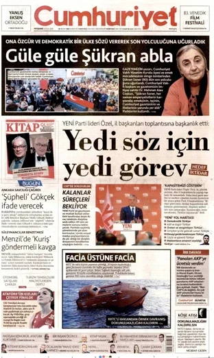 Cumhuriyet Gazetesi 3 Eylül 2026 günün manşeti