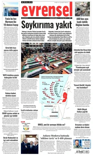 Evrensel Gazetesi 3 Eylül 2026 günün manşeti
