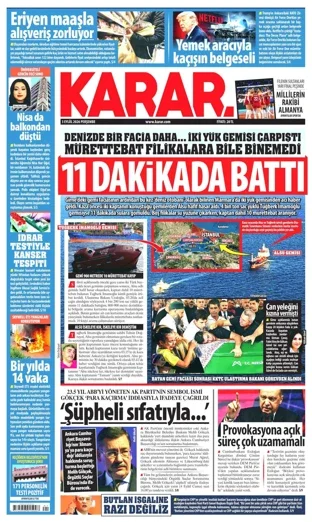 Karar Gazetesi 3 Eylül 2026 günün manşeti