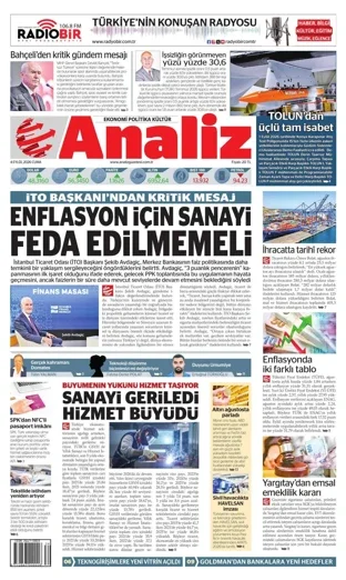 Analiz Gazetesi 4 Eylül 2026 günün manşeti