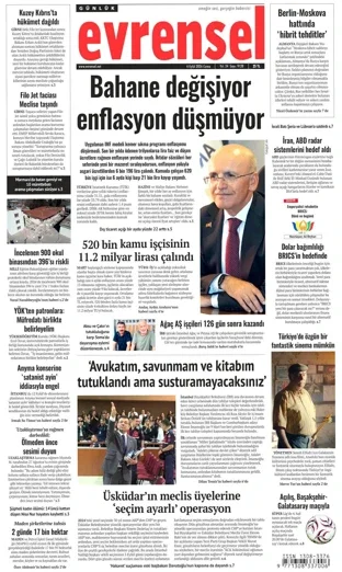 Evrensel Gazetesi 4 Eylül 2026 günün manşeti