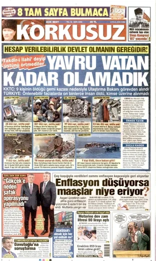 Korkusuz Gazetesi 4 Eylül 2026 günün manşeti