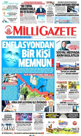 Milli Gazete 4 Eylül 2026 günün manşeti