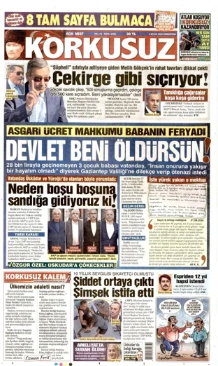 Korkusuz Gazetesi 5 Eylül 2026 günün manşeti