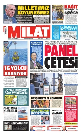 Milat Gazetesi 5 Eylül 2026 günün manşeti