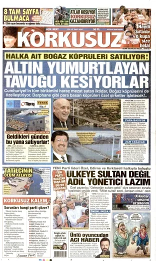 Korkusuz Gazetesi 6 Eylül 2026 günün manşeti