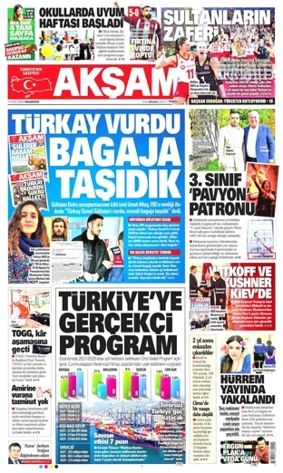 Akşam Gazetesi 7 Eylül 2026 günün manşeti