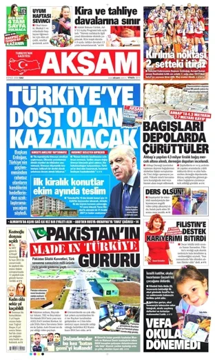 Akşam Gazetesi 8 Eylül 2026 günün manşeti