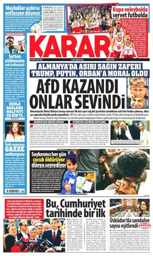 Karar Gazetesi 8 Eylül 2026 günün manşeti