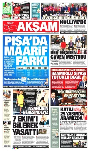 Akşam Gazetesi 9 Eylül 2026 günün manşeti