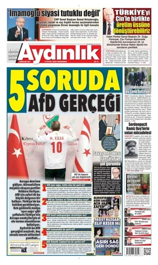 Aydınlık Gazetesi 9 Eylül 2026 günün manşeti