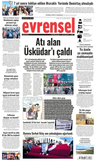 Evrensel Gazetesi 9 Eylül 2026 günün manşeti