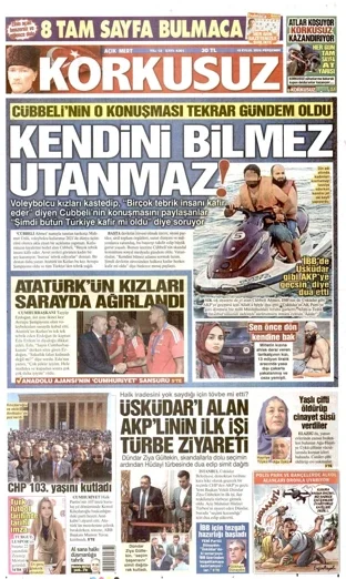 Korkusuz Gazetesi 10 Eylül 2026 günün manşeti