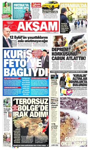 Akşam Gazetesi 13 Eylül 2026 günün manşeti