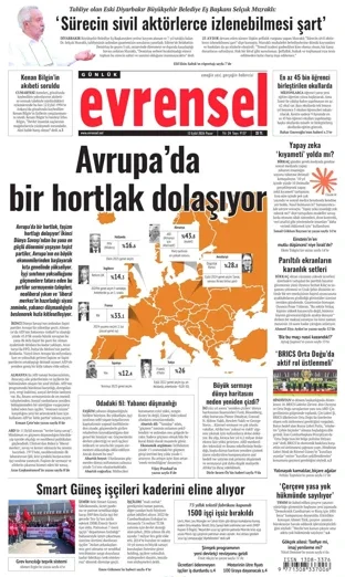Evrensel Gazetesi 13 Eylül 2026 günün manşeti