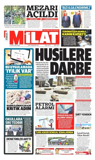 Milat Gazetesi 13 Eylül 2026 günün manşeti