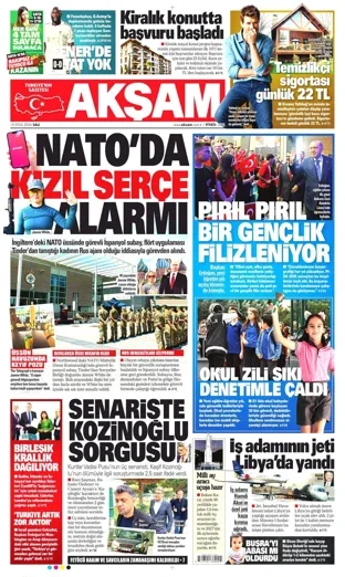 Akşam Gazetesi 15 Eylül 2026 günün manşeti