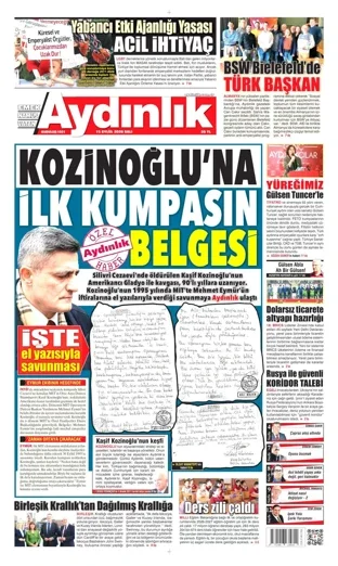 Aydınlık Gazetesi 15 Eylül 2026 günün manşeti