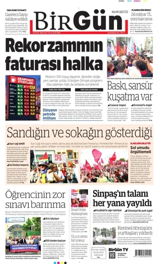 Birgün Gazetesi 15 Eylül 2026 günün manşeti