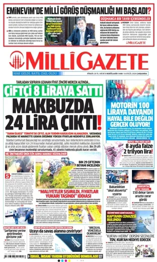 Milli Gazete 16 Eylül 2026 günün manşeti