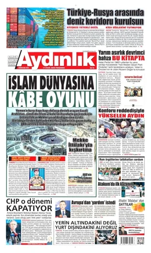 Aydınlık Gazetesi 17 Eylül 2026 günün manşeti