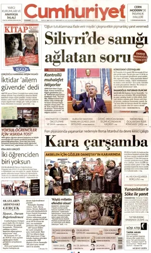 Cumhuriyet Gazetesi 17 Eylül 2026 günün manşeti