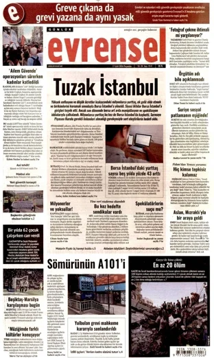 Evrensel Gazetesi 17 Eylül 2026 günün manşeti