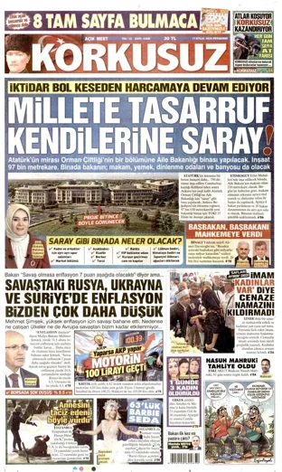 Korkusuz Gazetesi 17 Eylül 2026 günün manşeti