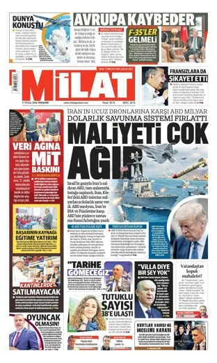 Milat Gazetesi 17 Eylül 2026 günün manşeti