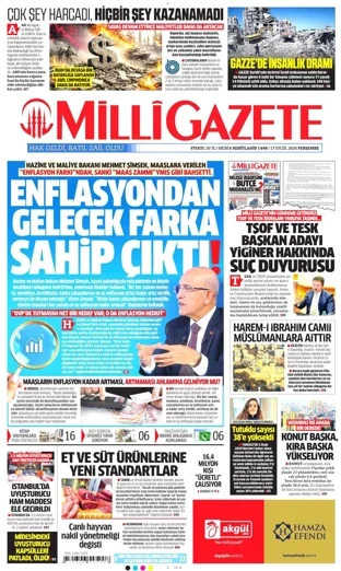 Milli Gazete 17 Eylül 2026 günün manşeti