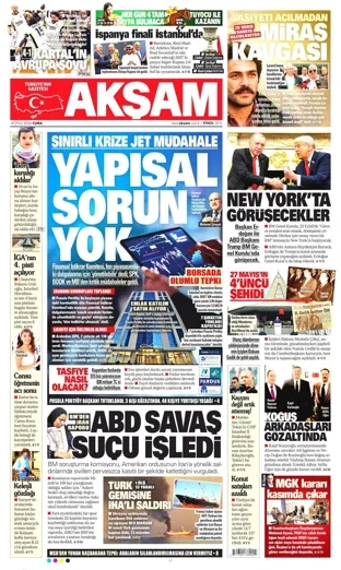 Akşam Gazetesi 18 Eylül 2026 günün manşeti