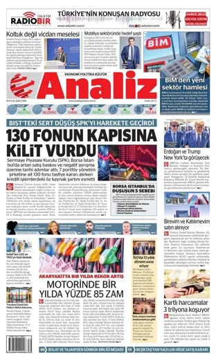 Analiz Gazetesi 18 Eylül 2026 günün manşeti