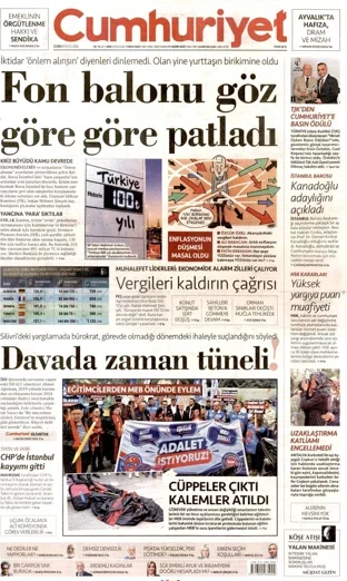 Cumhuriyet Gazetesi 18 Eylül 2026 günün manşeti