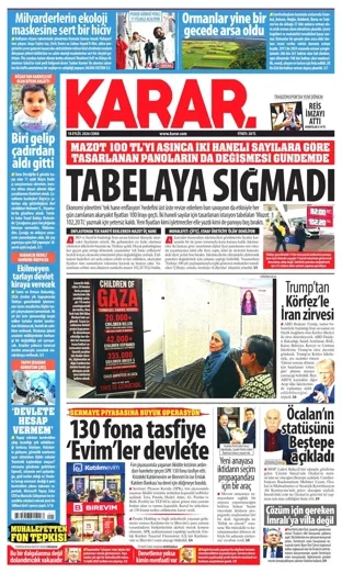 Karar Gazetesi 18 Eylül 2026 günün manşeti
