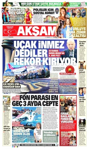 Akşam Gazetesi 19 Eylül 2026 günün manşeti