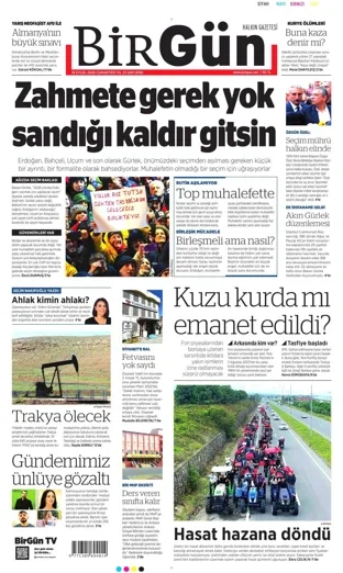 Birgün Gazetesi 19 Eylül 2026 günün manşeti