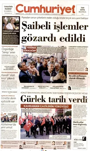 Cumhuriyet Gazetesi 19 Eylül 2026 günün manşeti