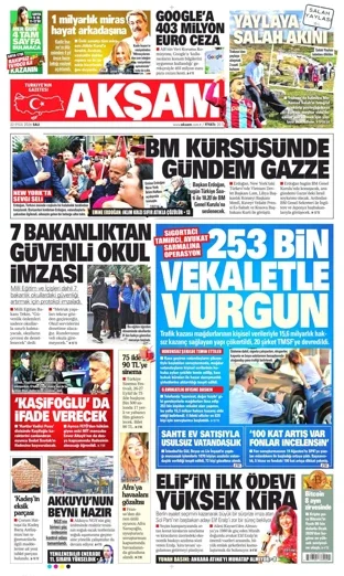 Akşam Gazetesi 22 Eylül 2026 günün manşeti