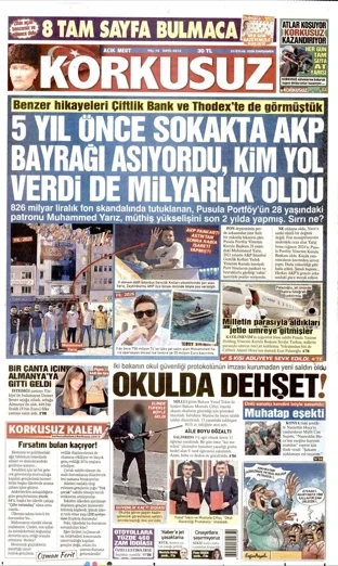 Korkusuz Gazetesi 23 Eylül 2026 günün manşeti