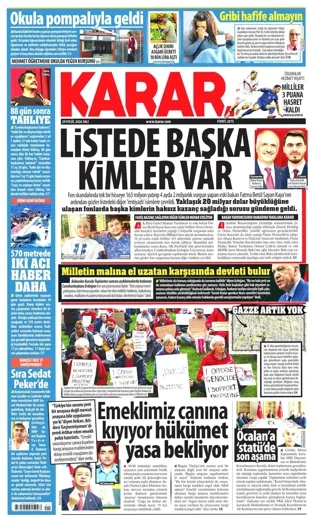 Karar Gazetesi 29 Eylül 2026 günün manşeti