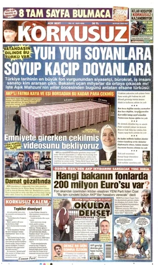 Korkusuz Gazetesi 29 Eylül 2026 günün manşeti
